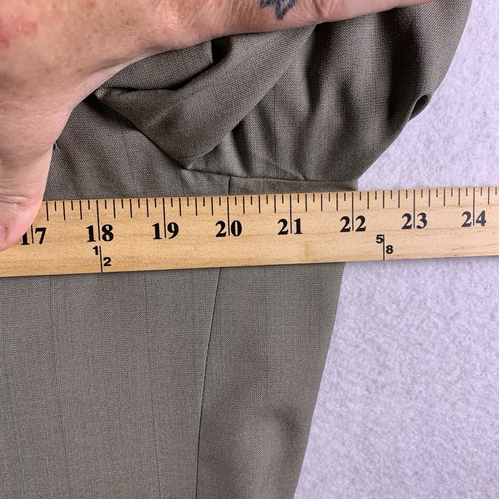 Vintage Burberrys Mens Suit Jacket 42 R Taupe Pin Stripe Lightweight Wool Luxury - Picture 6 of 12